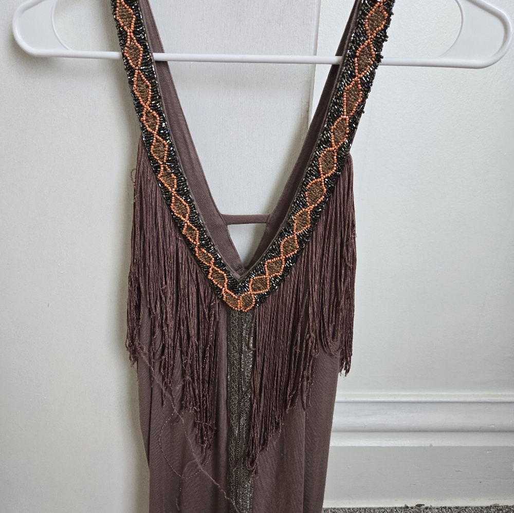 Gimmicks beaded tank with fringe